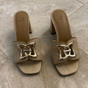 A New Day Women's Gold and Tan Mules